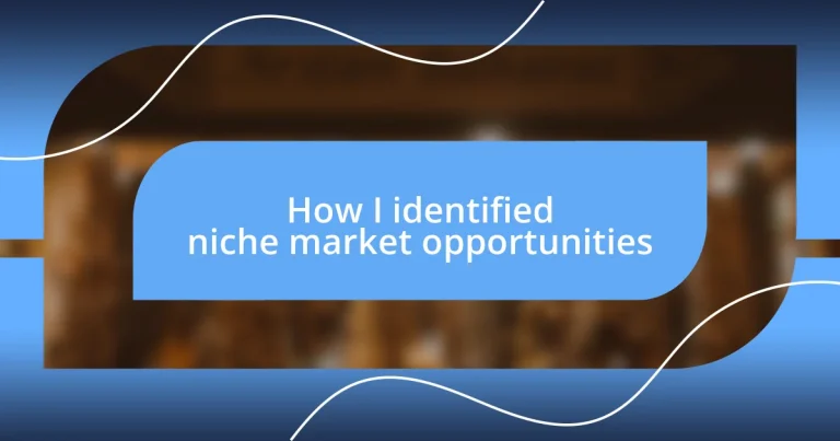 How I identified niche market opportunities