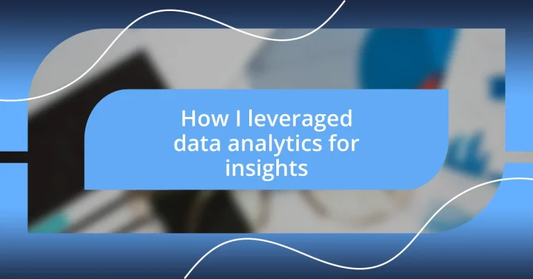 How I leveraged data analytics for insights