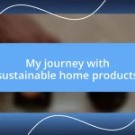 My journey with sustainable home products