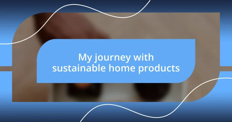 My journey with sustainable home products